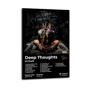 Deep Thoughts By Lil Durk Album Cover Great Wall Art, Canvas Poster, Cute And Vibrant Poster for Bedroom, Dorm, A Perfect Gift Idea for New Year Home Decor