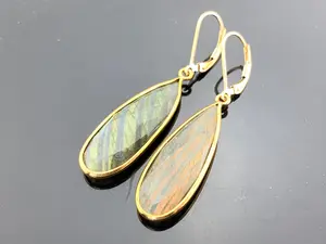 Large Flash Labradorite Drop Earrings · 14K Gold Filled Leverbacks · Natural Gemstone Dangle Earrings · Handmade Gift for Her