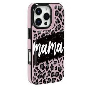 Phone Case - Leopard Print Mom, functional phone protective case, designed with card slots, can be used to store bank cards, transit cards, etc., Christmas pattern, offers multiple functions, suitable for iPhone 17/16/15/14/13/12