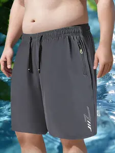 Men's Plus Size Quick-Dry Gym Shorts, Loose Fit Casual Style, Zipper Pockets, Ideal for Gym Running Daily Wear