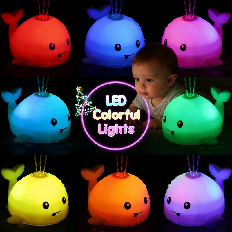 Light-Up Whale Bath Toy Sprinkler | Bathtub Fountain Pool Toy for Toddlers 1-3 Years Old