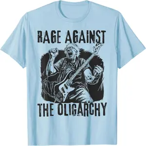 Rage Against the Oligarchy T-Shirt – Anti-Establishment Political Shirt, Rock Protest Graphic Tee for Activists & Rebels