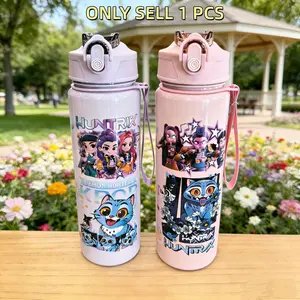 Huntress Theme Water Cup with Lid Straw, Reusable Hard Plastic, 800ML Eco-Friendly Design, Suitable for School Travel Holiday Parties