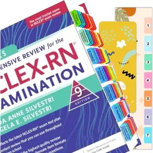 Index Tabs for Saunders Comprehensive Review for The NCLEX-RN(R) Examination, (Book not Included). 72 Printed NCLEX-RN 9th Edition Tabs, with Page Markers and Alignment Guide & Bookmark
