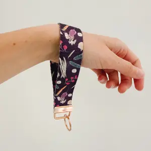 Wristlet Keychain Artist Made Watercolor "Vegetable Harvest"