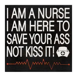 Jenny Gems Funny Nurse Gifts, Nurse Appreciation, Gift for Nurses, Nursing School Graduation, Shelf Decor and Wall Hanging, Made in USA, Black