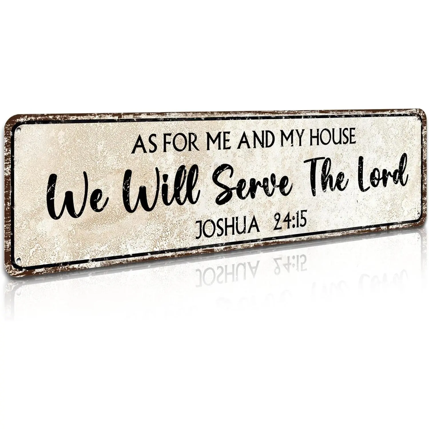Christian Wall Art Decor - Religious Bible Verses Sign for Gifts, Home, Living Room & Bedroom - Inspirational Scripture Quotes Signs - Joshua 24:15 As For Me We Will Serve the Lord, 4" by 16" Metal
