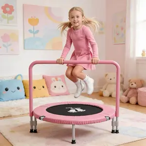 RAVS 36 Inch Toddler mini Trampoline for Ages 1-6 with SafetyPad & Adjustable Handle Easy Foldable Assembly for SafeFun