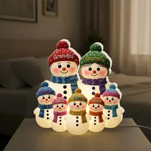 Personalized Snowman Family Box, Grandma Grandpa & Grandkids Christmas 2025 Cozy Home Decoration, Christmas Gifts for Grandparents