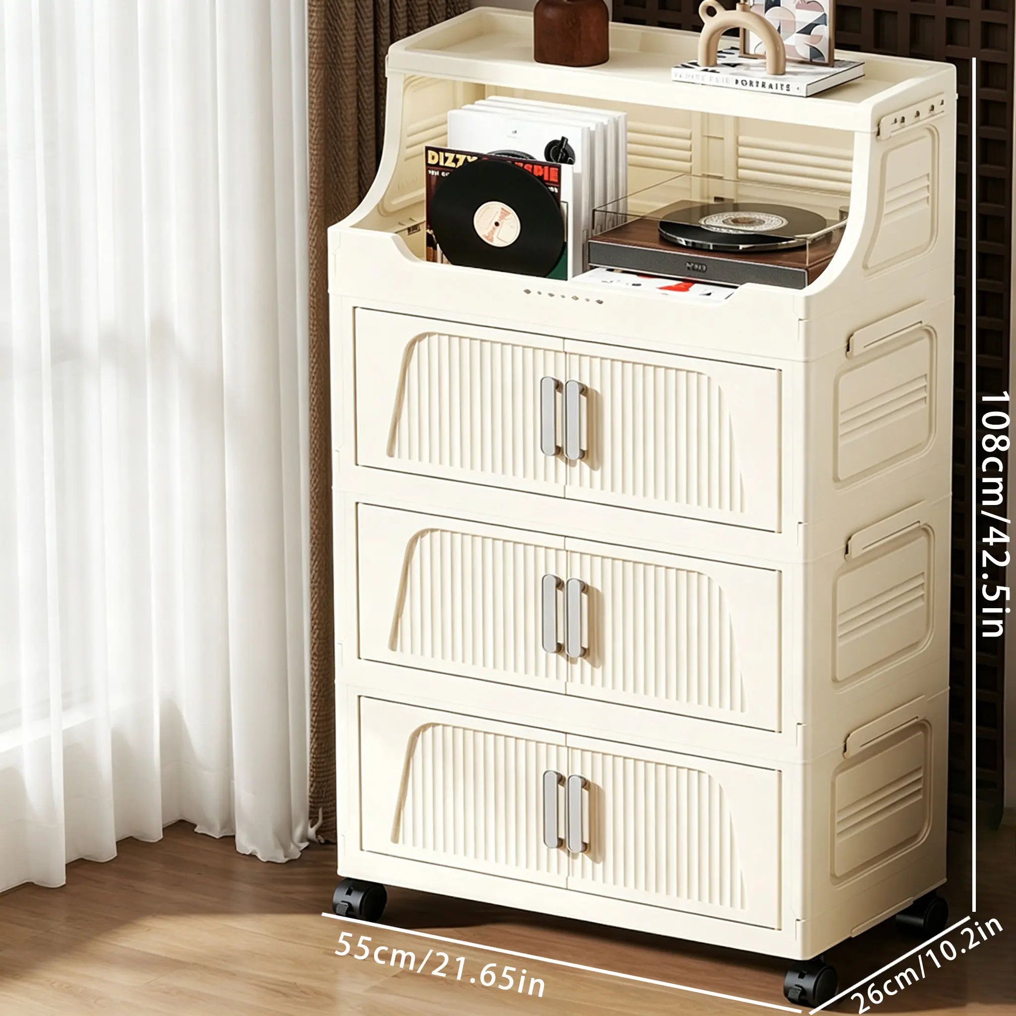 4-Tier White Storage Cabinet