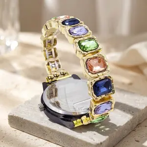 1 pc Luxury Zinc Alloy Crystal-Encrusted Women's Elastic Strap 20/22mm Standard Spring Bar For Samsung Galaxy Watch 4/5/6/7 Pro/Classic/Active2 Huawei Xiaomi Garmin Not For QuickFit & Special Interfaces Watch Not Included