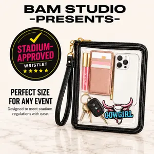 BAM Studio Clear Stadium-Approved Cowgirl Wristlet Bag | 9x6 Concert & Game Day Purse