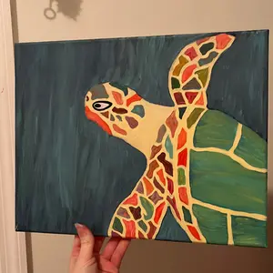 JACKIES.PAINTINGS + Sea Turtle Canvas Painting - Customizable Artwork for Home or Office Decor bedroom wall accessories house