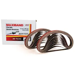MAXIBAND Heavy Duty Abrasive File Belt, 1/2 in x 18 in Purple 40G Grit Aggressive Cut Sanding Belt for Wood/Metal, Pack of 20, 31733