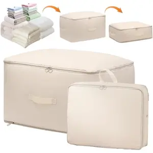 Clothes Storage Bag, 1 Count Foldable Large Capacity Clothes Storage Organizer, Moving Bag with Handle, Home Organizer for Bedroom, Living Room, Office