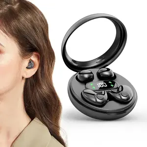 PENGTENG Mini Invisible Bluetooth Earbuds 5.4, 10h Playtime, LED Display, Long Battery, Stereo Sound, Audio, IPX5 Waterproof, USB Chargeable, Portable Headphones for Side Sleepers
