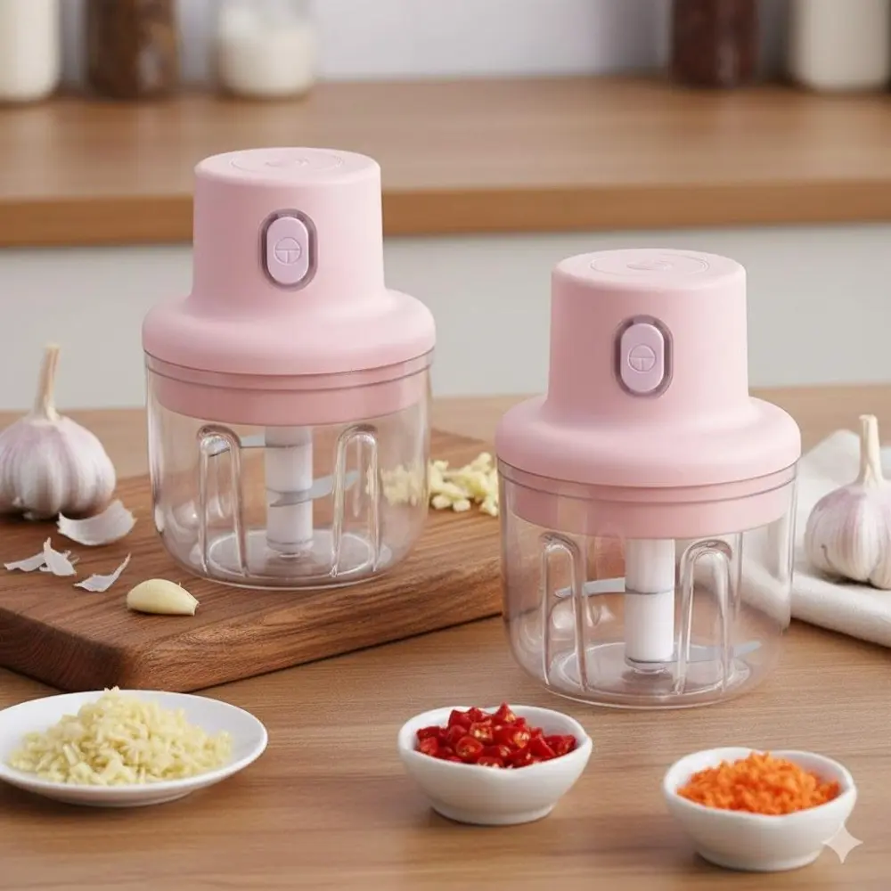 Multifunction Portable Electric Food Chopper with Stainless Steel Blades, Mini Kitchen Processor for Vegetables Meat Garlic Chili, Easy Clean Rust Proof Design for Home Camping Outdoor Use, Multifunctional Kitchen Appliances Food Processors