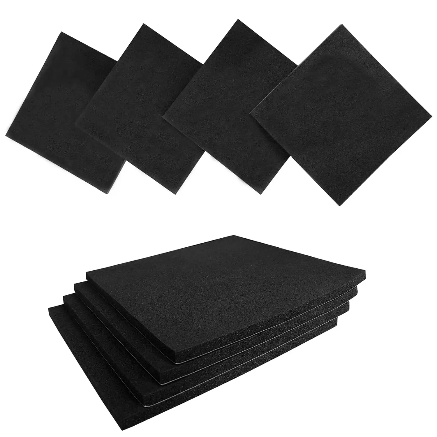 8Pcs Black Adhesive Foam Pads Closed Cell Foam Sheets 1/4" Thick X 6" X 6" | Neoprene Rubber Foam Padding Self Stick Anti-Slip Anti-Vibration Pad for Protection (6 X 6 X 1/4 inches, 8Pcs)