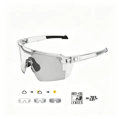 ANSI Z87+ Polarized Square Unisex Polycarbonate Sports Eyewear - Photochromic PC Lenses, Anti-Glare Mirrored Lenses, UV400 Glare Cut, Lightweight Durable Frame, Stylish Casual Design, Bikes, Waterfall Use, Boxed with Protective Case & Quality Accessories