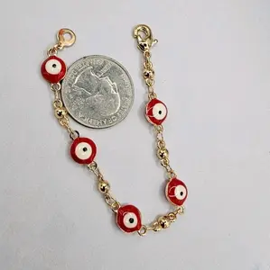 small Eye bracelet gold-plated red color 6"inches