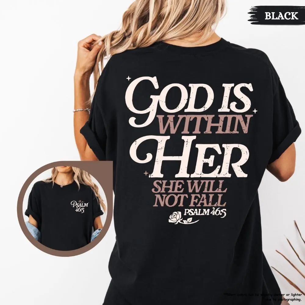 God Is Within Her She Will Not Fall Shirt, Womens Christian Shirt, Bible Verse Shirt, Religious Shirt, Christian Women Gift