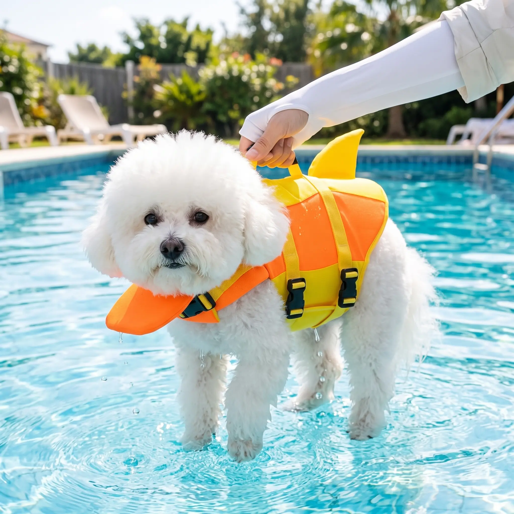 Dog Life Jacket - Adjustable Pet Swim Vest with Tail Design, Grab Handle, Flotation Safety Rescue Vest for Pool, Surf Use