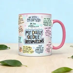 My Daily Christian Mug 15oz with Bible Verse and Scripture for Christmas & Halloween Birthday Gift Jesus Christ Bible Positive Ceramic Classic Beverage Cup