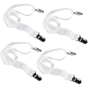 Long Bed Sheet Clips Adjustable Bed Fitted Sheets Mattress Holder Straps Suspender Fastener 4 Pieces White