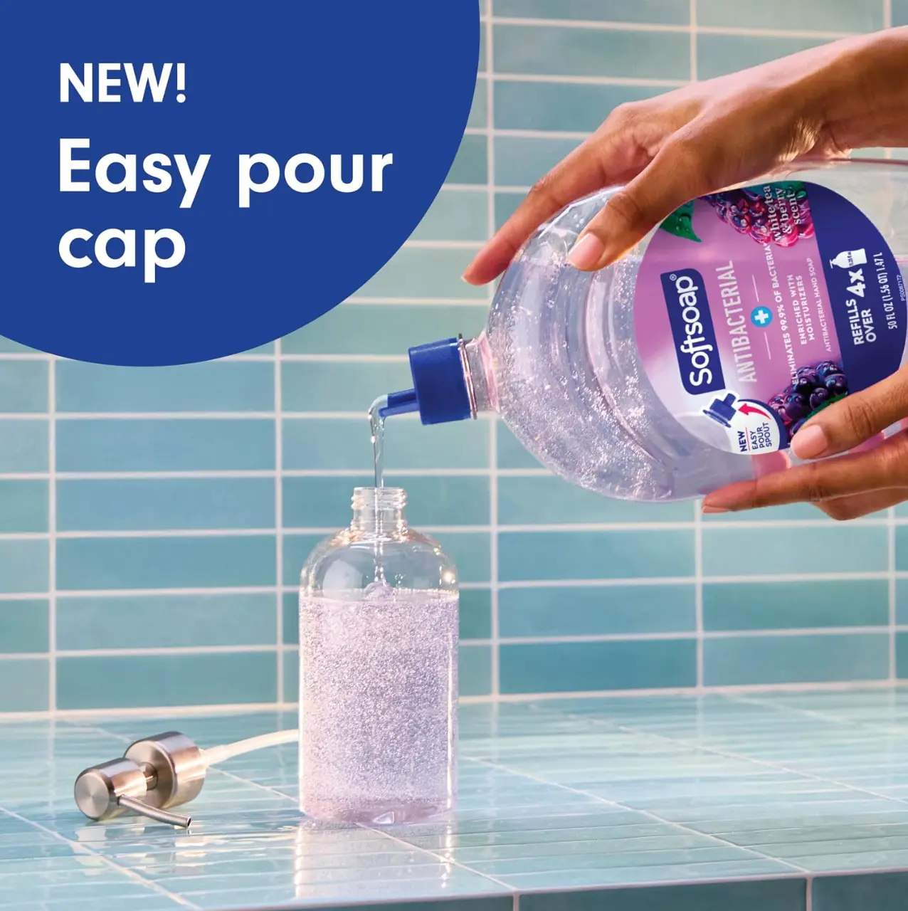 Softsoap Antibacterial Liquid Hand Soap, White Tea & Berry Scent, 50 fl oz Refill