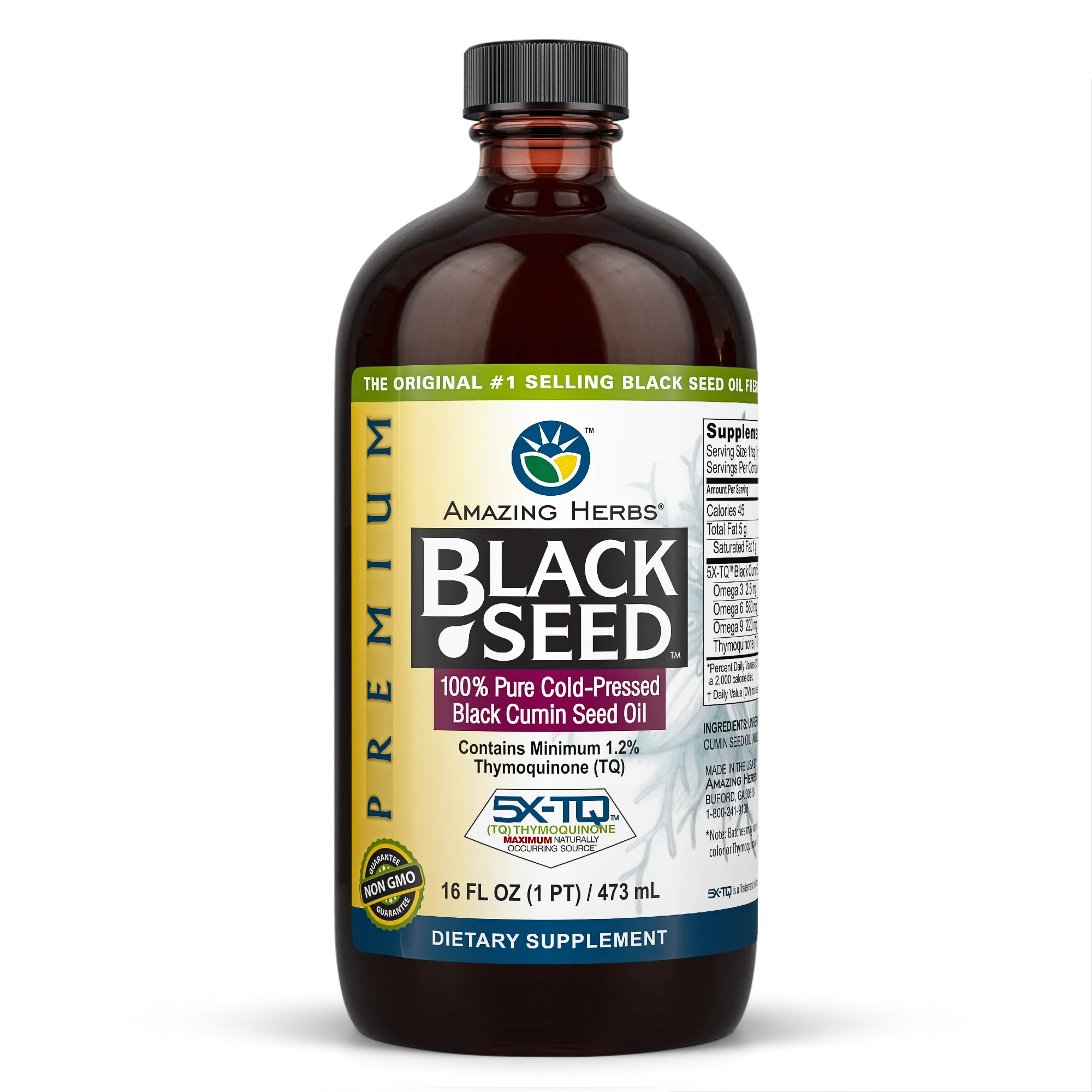 Amazing Herbs Premium Black Seed Oil (16oz), Supplement, Health, Wellness, Immunity, Digestion