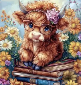 Highland Cow Diamond Painting Kits for Adults Beginners DIY 5D Diamond Painting with Round Gem Art Kits for Gift Home Wall Decor