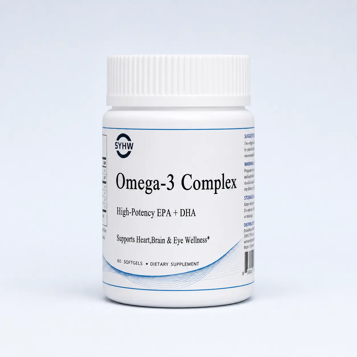 SYHW Omega-3 Complex, High-Potency EPA + DHA Fish Oil Supplement, 1,200 mg Omega-3s with EPA 720 mg & DHA 480 mg, Heart, Brain & Eye Wellness Support, 60 Softgels, 30 Servings