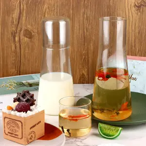 2-Pack Minimalist Glass Water Bottles, 850ML/29oz Heat-Resistant with Lid, Ideal for Bedroom and Living Room, Essential for Summer Hydration