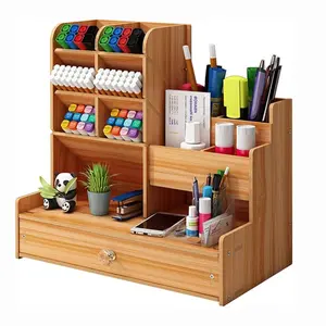 Wooden Pencil Holder, Pen Organizer for Desk, Easy Assembly, Art Supply Organizer, Desktop Stationary Organizer