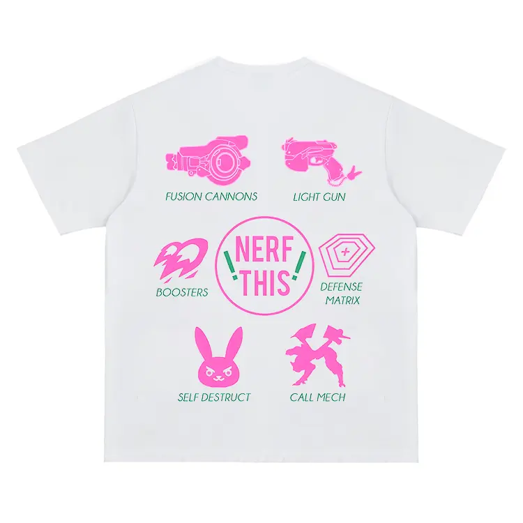 Overwatch "D.Va Skills" Anime Vintage Oversized Tshirt DTG Print 180GSM Cotton Original Design Crewneck Regular Shoulder Unisex Streetwear