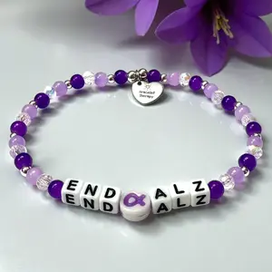 ALZ Awareness Bracelet | ALZ Awareness | ALZ Awareness Bracelets | END ALZ Bracelet | Awareness Bracelets | Inspirational Bracelet for Women | Word Bracelet | Purple Ribbon Awareness Bracelets | Purple Awareness Bracelet | Motivational Jewelry