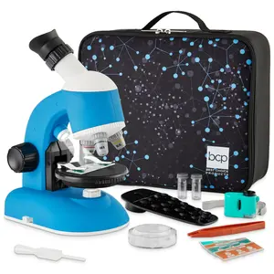 Best Choice Products 30-Piece STEM Kids Microscope Science Kit w/ 100x, 600x, 1200x Zoom, Slides, Carrying Case