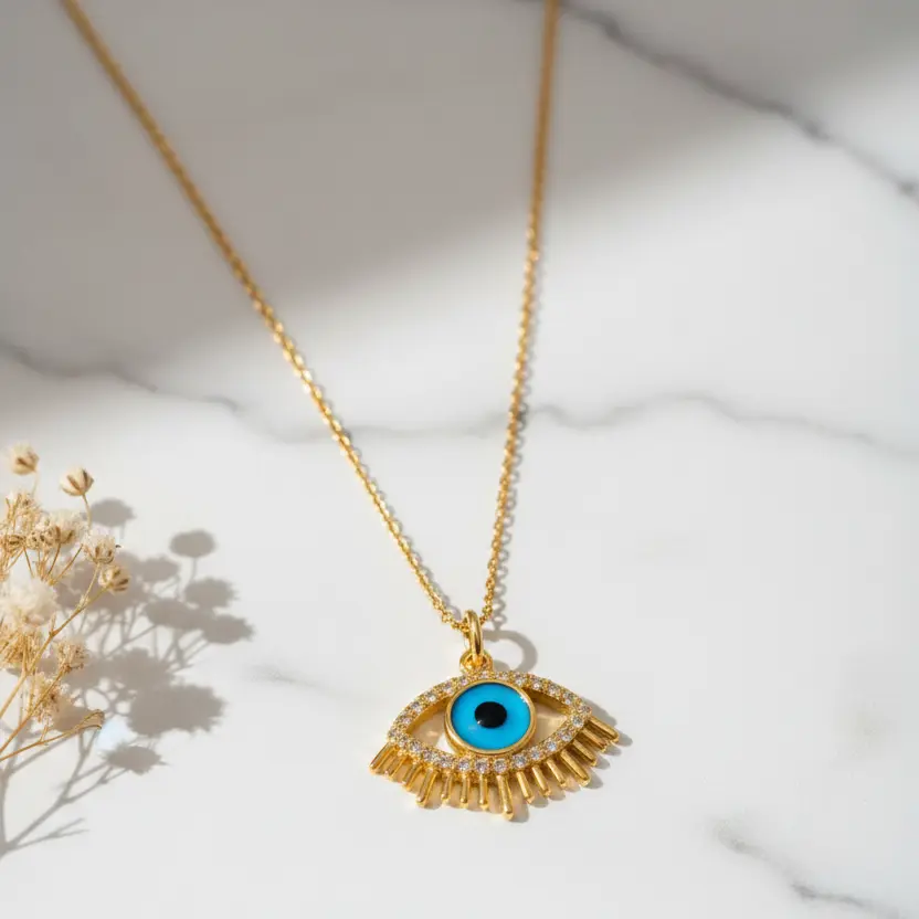 The Samiya Necklace — Turquoise Pavé Talisman