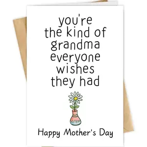 Funny Mother's Day Card For Grandma Grandmather Nana, Cute Happy Grandma Mothers Day Card from Grandson Granddaughter, Greeting Card with Envelope