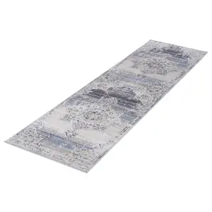 Payas Cream-Blue Runner Rug Size 2'2'' x 8'