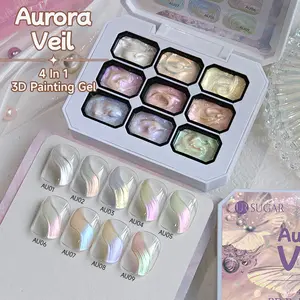 Pearlescent Aurora Nail Gel Set - Iridescent Sheen 3D Texture Gel for Swirl, Ombre & Marble Effects, DIY Nails Art
