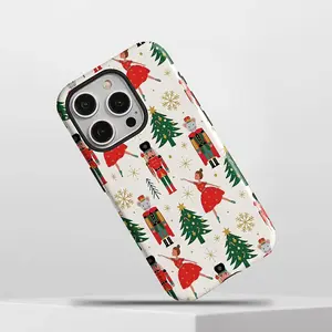 A festive case with a Christmas nutcracker design, featuring a durable double-layer shell that protects against drops, for iPhone 17 16 15 14 13 12 11 PRO MAX PLUS AIR and 16E 17 AIR Series
