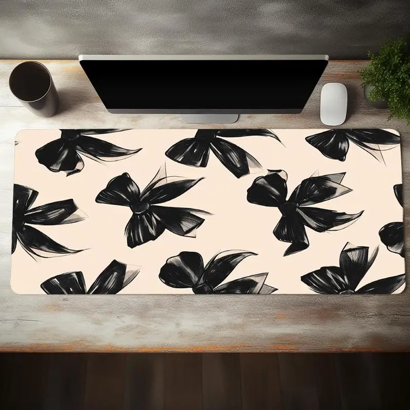 Creative Bowknot Pattern Mouse Pad, 1 Count Rectangular Gaming Mouse Pad, Desktop Keyboard Mat For Home Office