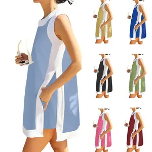 JovenPara Women's 2 Piece Sets Casual Color Block Crewneck Short Sleeve Pullover Tops Matching Shorts with Pockets