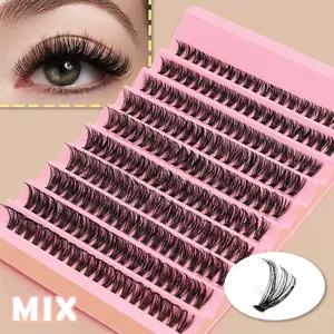 200 Cluster Individual False Eyelashes, DIY Self-Adhesive Lash Extensions, 8-16mm Soft Clusters, Fine Band, Natural Crossed Stacked Effect, Fluffy Lash Clusters, Volume Individual Lash