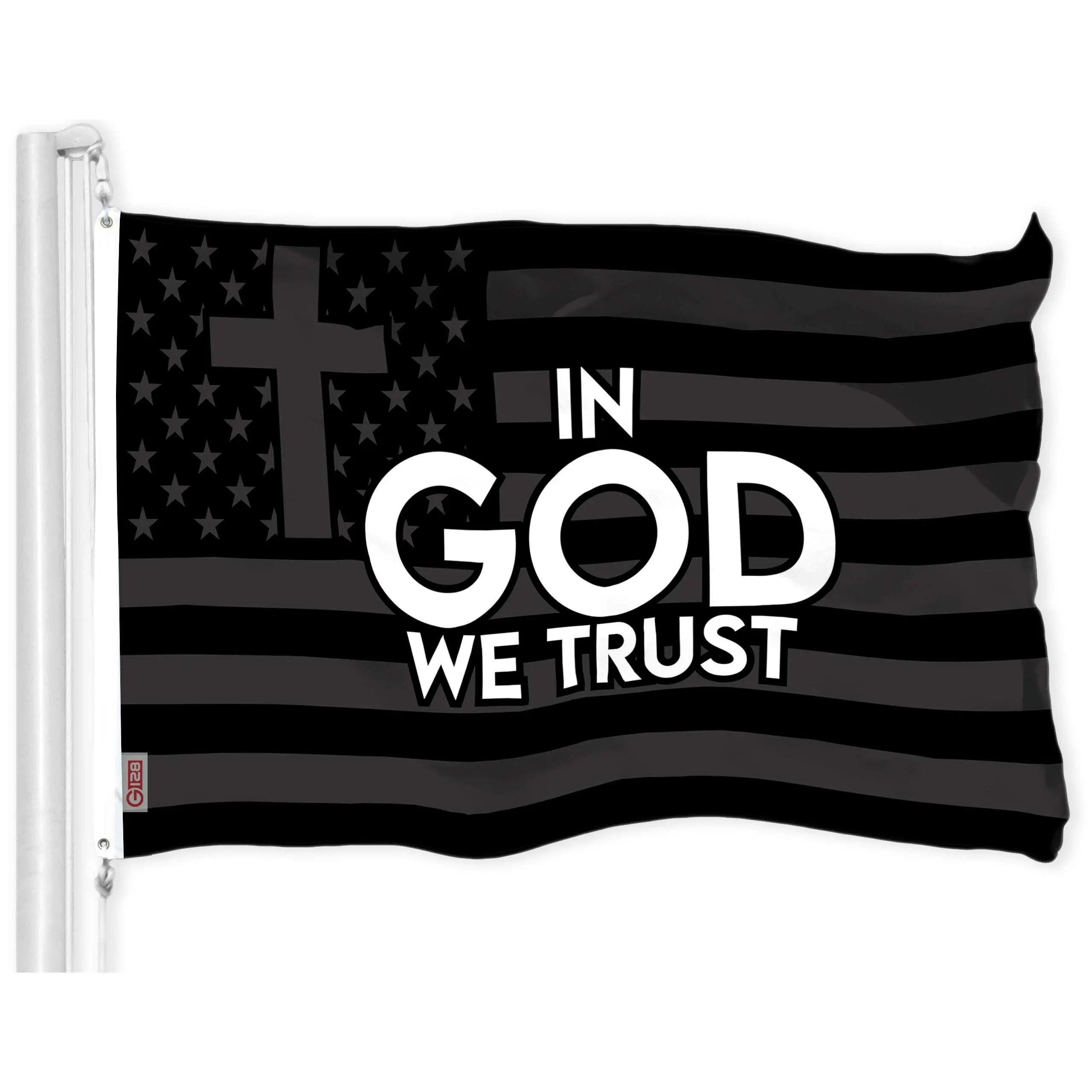G128 In God We Trust Patriotic Flag | 3x5 Ft | LiteWeave Pro Series Printed 300D Polyester | Indoor/Outdoor, Vibrant Colors, Brass Grommets, Thicker and More Durable Than 100D 75D Polyester