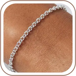 925 Sterling Silver Bracelet, Diamond Cut Cable Chain Bracelet, Exquisite Gifts for Women 6.5/7/7.5/8 Inches