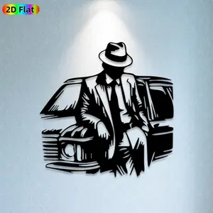 1pc Detective Silhouette Metal Wall Art, Sleek Detective Statue Mural, Ideal Gift for Halloween, New Year, Noir Decor Enthusiasts, Weather-Resistant Metal Wall Decor Wall Sculptures,  Unique Home & Outdoor Decor