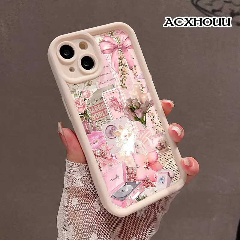 Designed for iPhone 17 16 E Pro Max 15 Plus 14 13 12 11 XS XR Barbie Pink Aesthetic Rugged Durable Drop-Proof Shockproof Anti-Scratch Case