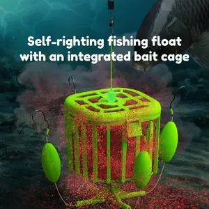 4 Piece Flip Fish Hook Anti-Scratch Bottom Bait Cage, High Visibility Fluorescent Design, Universal for Large Carp and Grass Carp Fishing, Fishing Equipment, Fishing Tools, Fishing Hooks